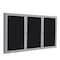 Ghent Enclosed Bulletin Board, 3 Door, Fabric, 3 ft H x 6 ft W, Black PA33672F-95 - alternate 1